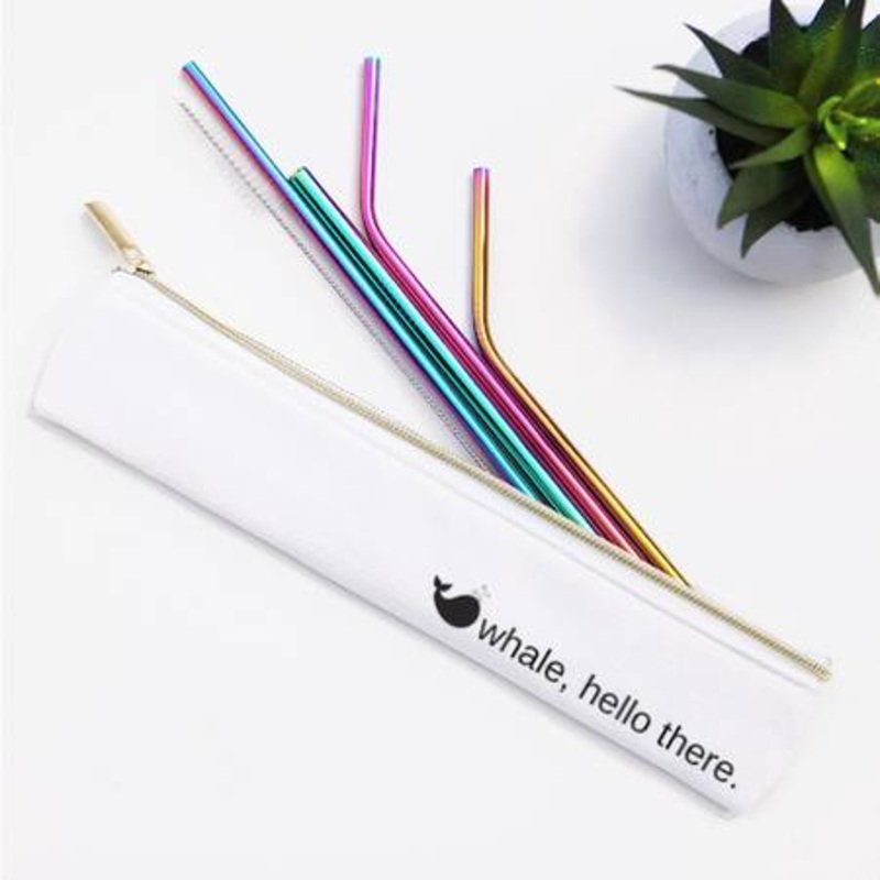 Whale Hello There 6 Piece Straw Set (Rainbow)