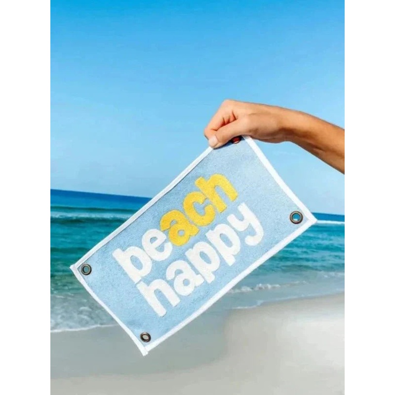 30A Beach Happy Embroidered Canvas Flag