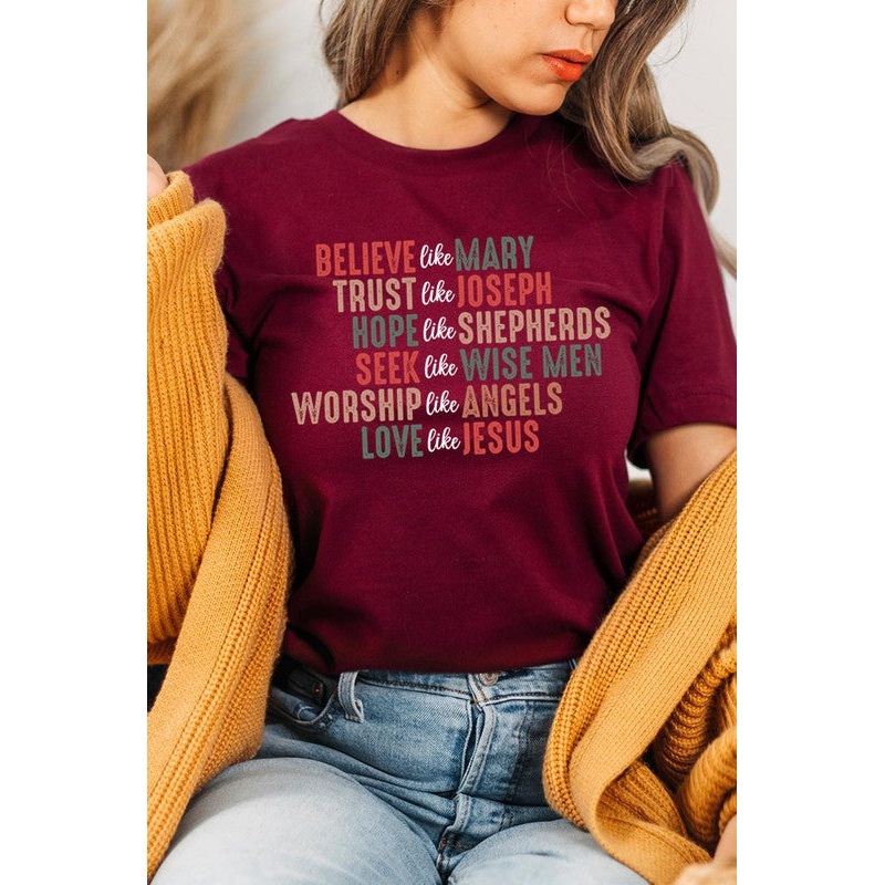 Believe Like…|Ash|Athletic Heather|Autumn|Black|Cream|Dark Grey Heather|Heather Navy|Ice Blue|Maroon|Lilac|Mustard|Orange|Pink|Vintage White|Sunset|Mauve|Mint|Small|Medium|Large|XL