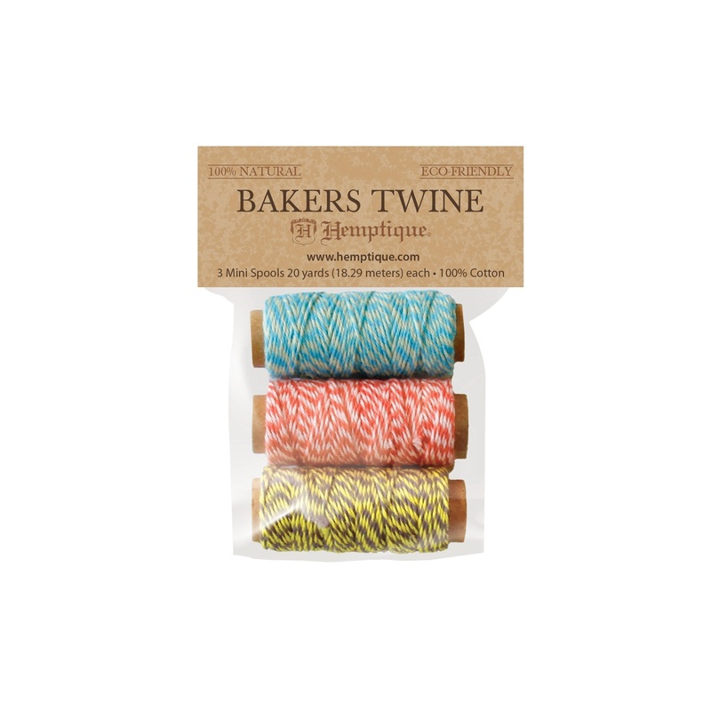 Cotton Bakers Twine 3 Mini Spool Bag Set