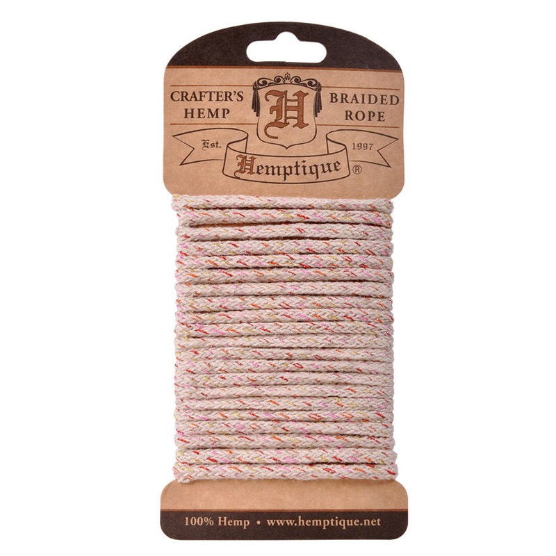 Hemp Rope Cards 4mm Braided|Bright Lights|Elegance|Glamour|Party Green|Garden Soil
