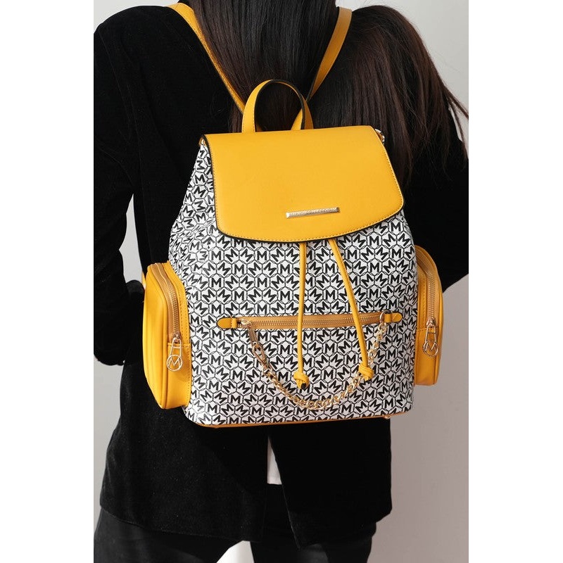 MKF Issah Backpack by Mia K|Black|Cognac|Lavender|Light Blue|Mustard|Peach|Pink|Red|One Size