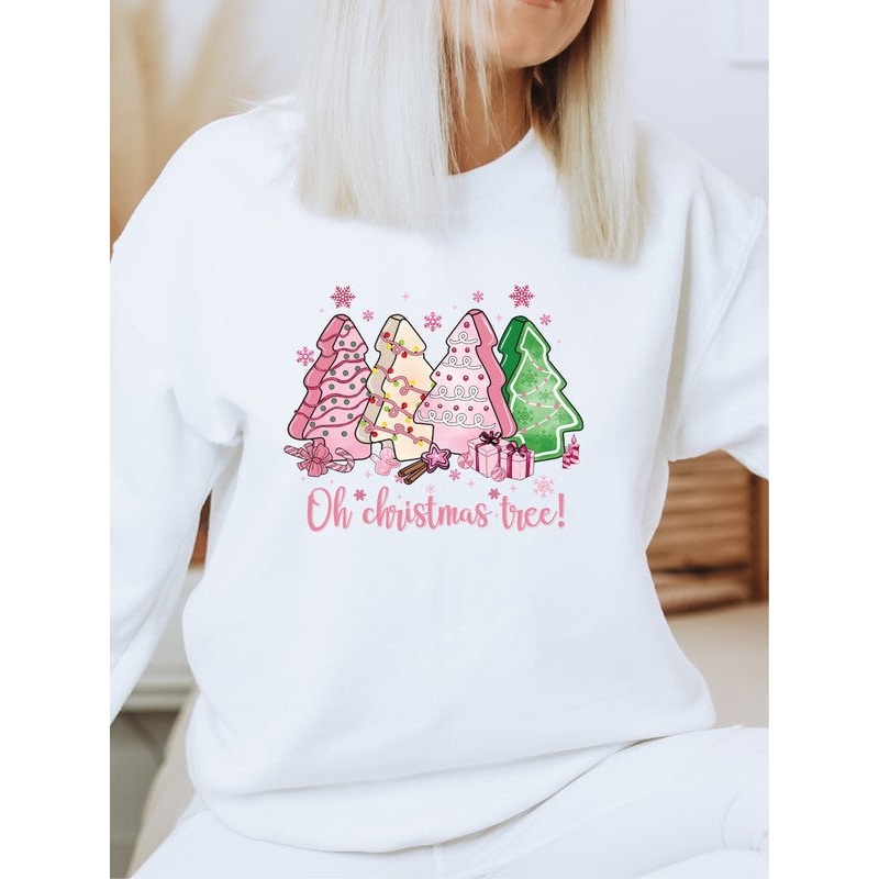 Oh Christmas Tree Pink Bella Canvas Sweatshirt