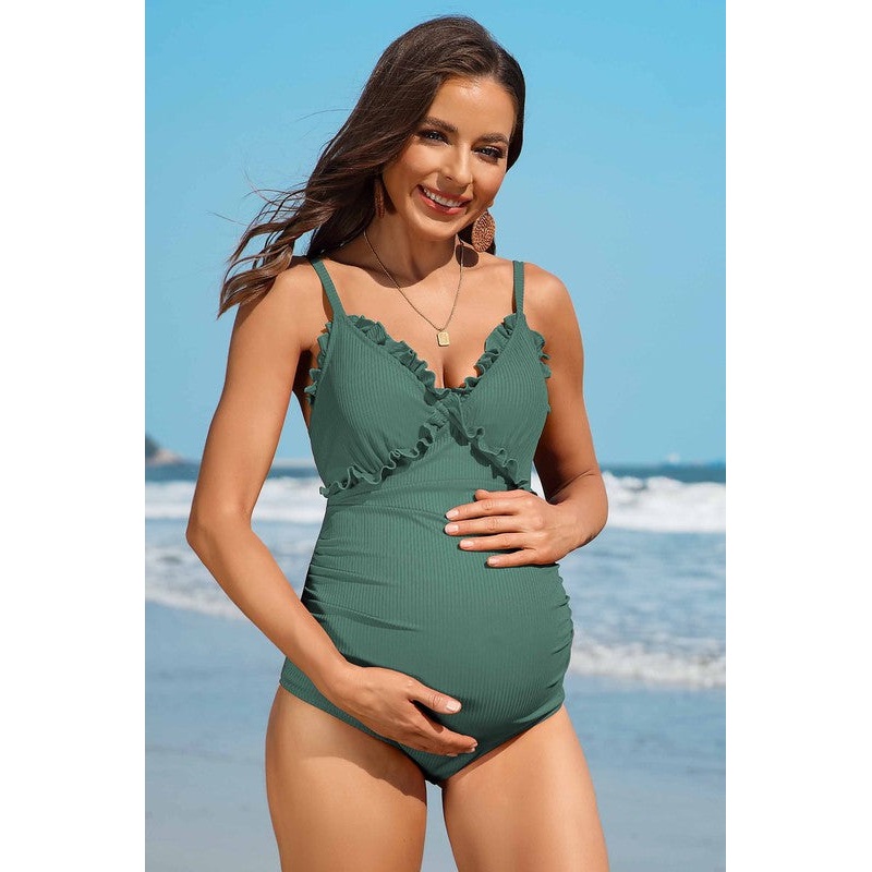 Ruch Floral Maternity Swimsuit Pregnancy Swimwear