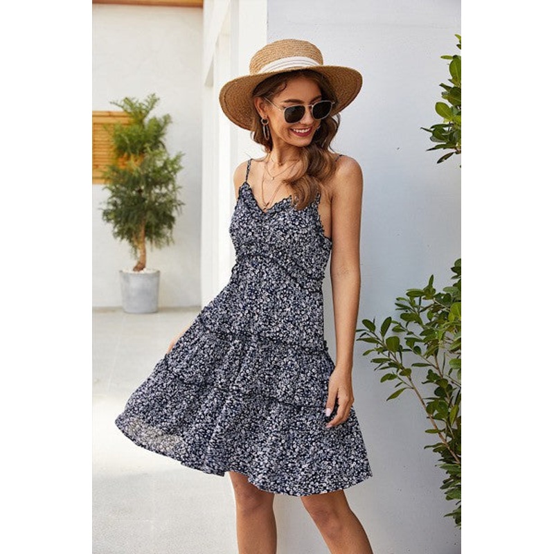 Ruffle Babydoll Dress|Navy|Red|Small|Medium|Large|XL