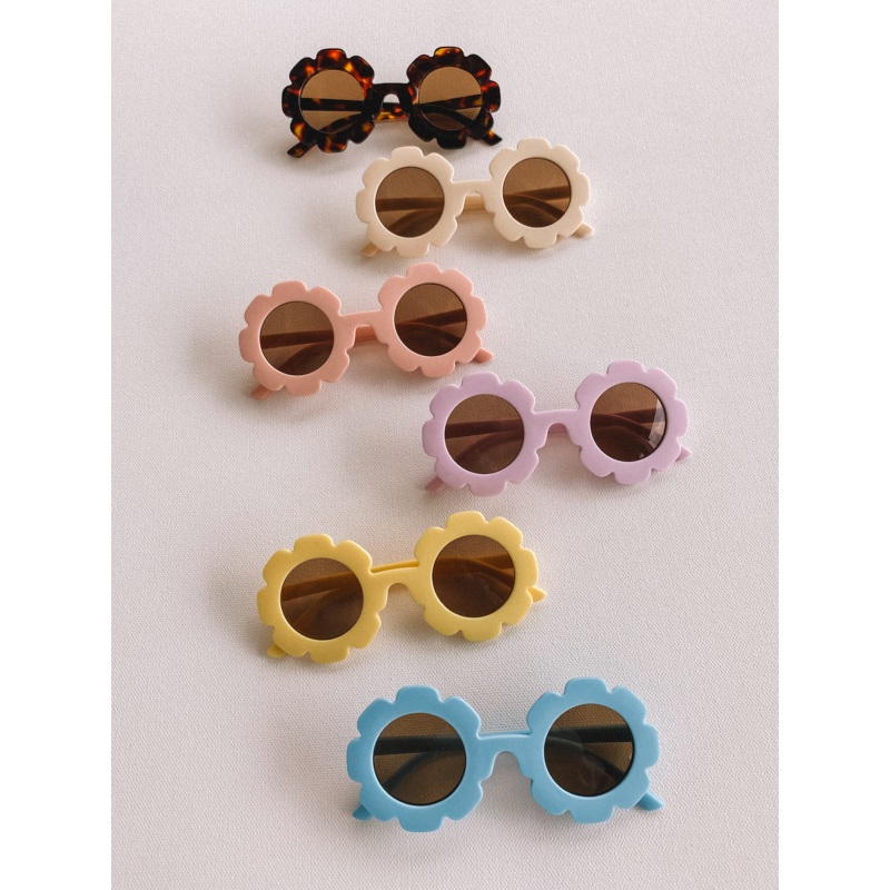 flower sunnies|tortoise|ivory|light pink|lilac|yellow|light blue|black|red|bright coral|bright pink|bright blue|white