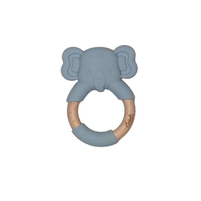 Elephant Silicone Teether|Powder Blue|Petunia Pink|Cloud Gray|Linen