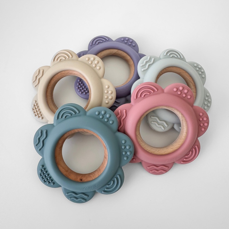Garden Party Teether Collection – Silicone & Beechwood Flower