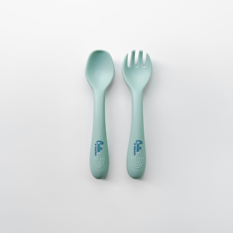 My First Silicone Utensils|Petal Pink|Powder Blue|Linen|Spring Green|Petunia Pink|Cloud Gray|Storm Blue|Pine|Marble White|Fawn|Slate Blue|Lemon|Light Sage