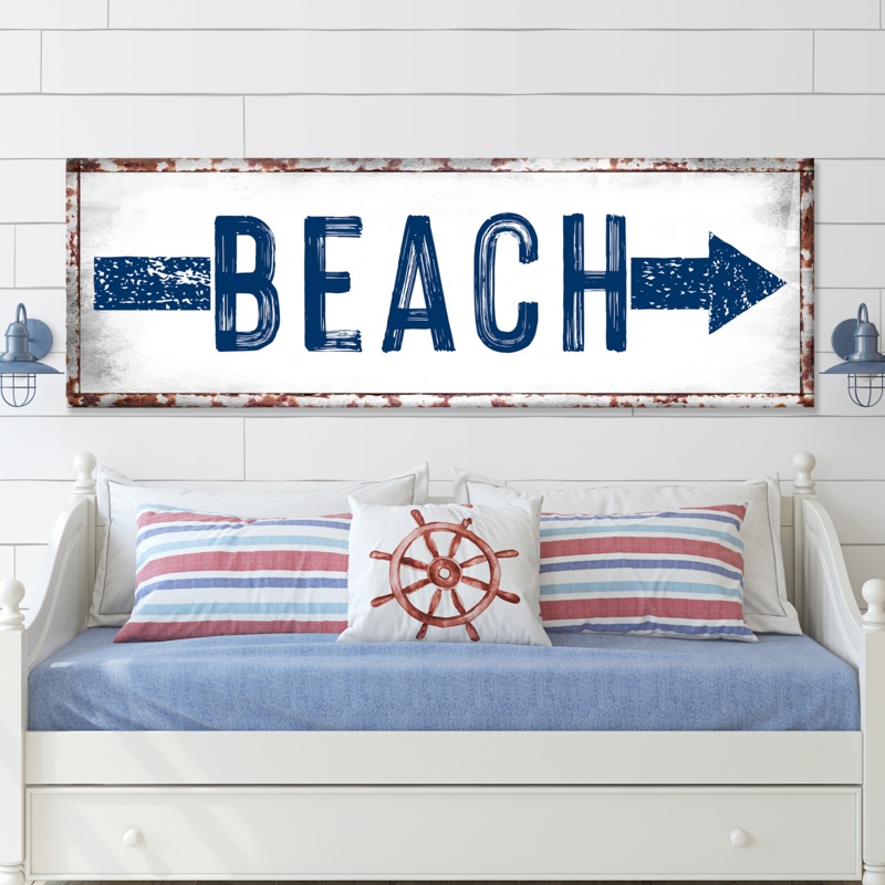 Beach Arrow Sign|12×36 inch Medium Premium Gallery Wrapped|16×48 inch Large Premium Gallery Wrapped|20×60 inch Extra Large Premium Gallery Wrapped|Style 1|Style 2|Style 3
