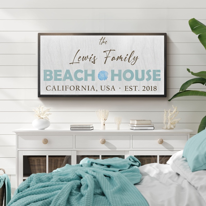 Beach House Sign|20×10 inch Medium Premium Gallery Wrapped|48×24 inch Large Premium Gallery Wrapped|60×30 inch Extra Large Premium Gallery Wrapped|Style 1|Style 2|Style 3