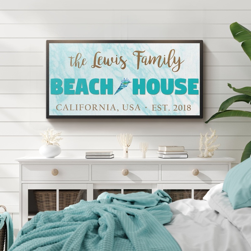 Beach House Sign II|20×10 inch Medium Premium Gallery Wrapped|48×24 inch Large Premium Gallery Wrapped|60×30 inch Extra Large Premium Gallery Wrapped
