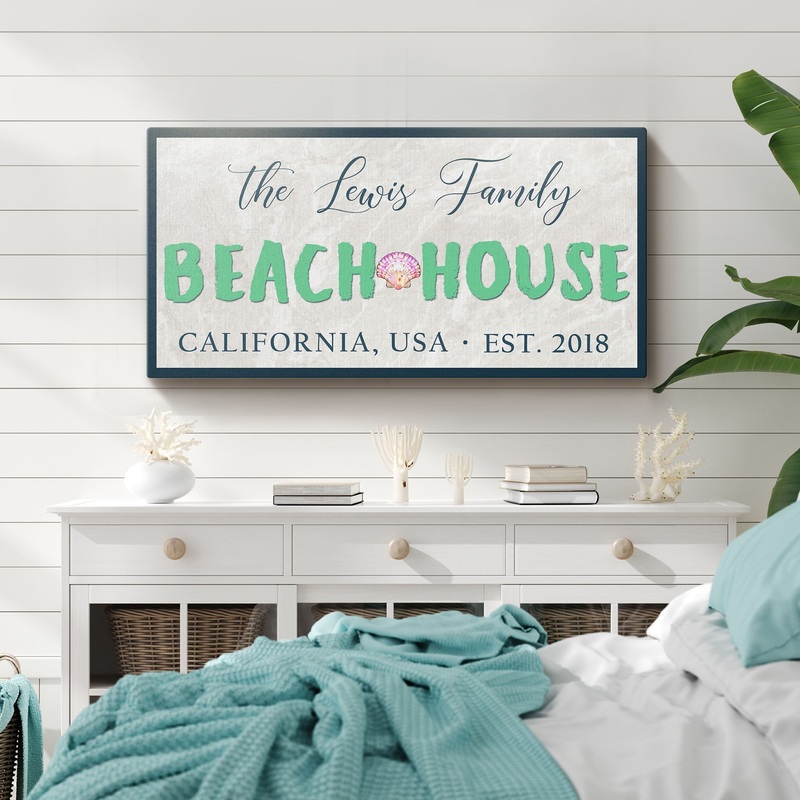 Beach House Sign III|20×10 inch Medium Premium Gallery Wrapped|48×24 inch Large Premium Gallery Wrapped|60×30 inch Extra Large Premium Gallery Wrapped