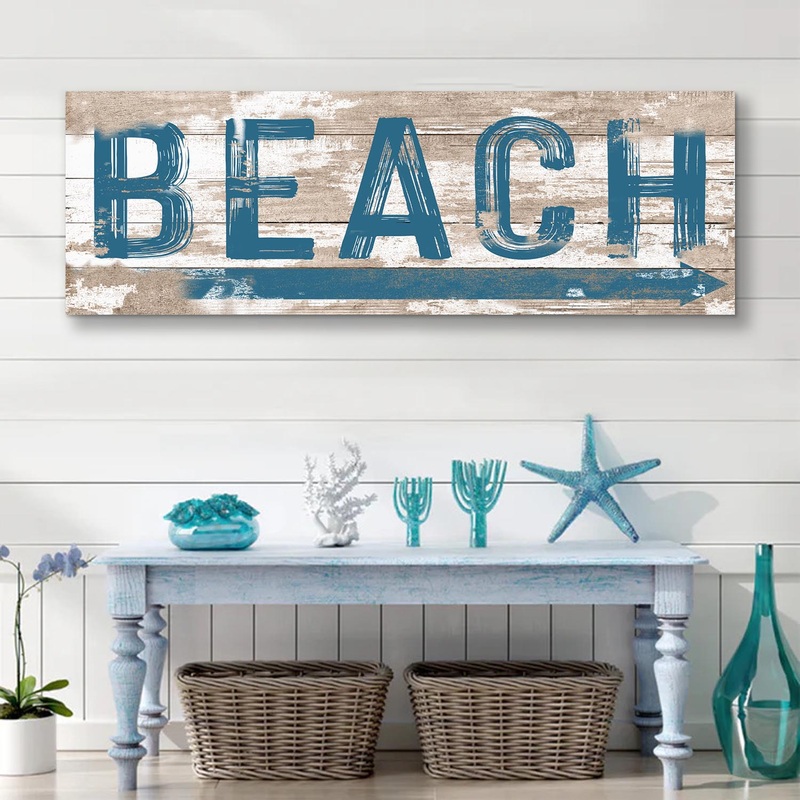 Beach House Sign V|12×36 inch Medium Premium Gallery Wrapped|16×48 inch Large Premium Gallery Wrapped|20×60 inch Extra Large Premium Gallery Wrapped