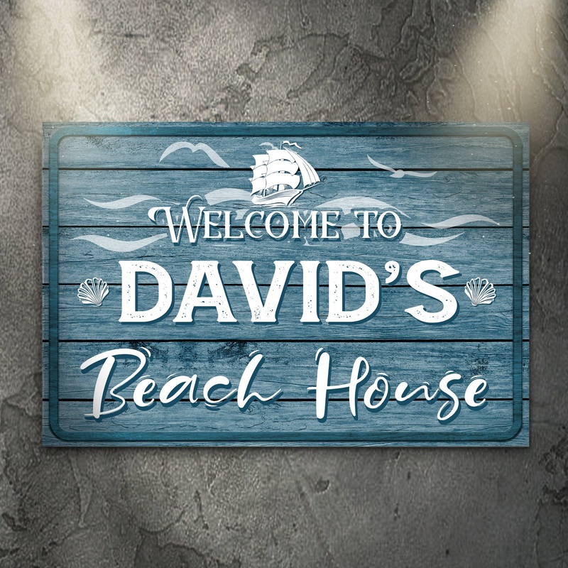 Beach House Welcome Sign|18×12 inch Medium Premium Gallery Wrapped|24×16 inch Large Premium Gallery Wrapped|36×24 inch Extra Large Premium Gallery Wrapped