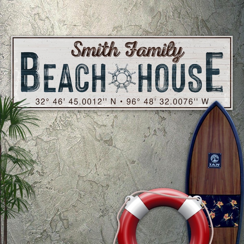 Family Beach House Sign V|12×36 inch Medium Premium Gallery Wrapped|16×48 inch Large Premium Gallery Wrapped|20×60 inch Extra Large Premium Gallery Wrapped