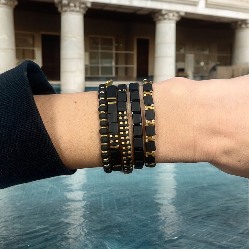 GOLD DIGGER – 5 Tila Bead Bracelet Stack