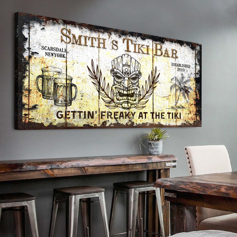 Personalized Tiki Bar Sign: Custom Bar Signs for Home Bar  Ideal For Your Basement Bar Or Man Cave Decor
