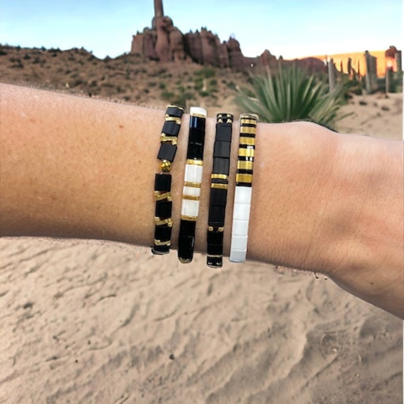 PHAROAH – 4 Tila Bead Bracelet Stack