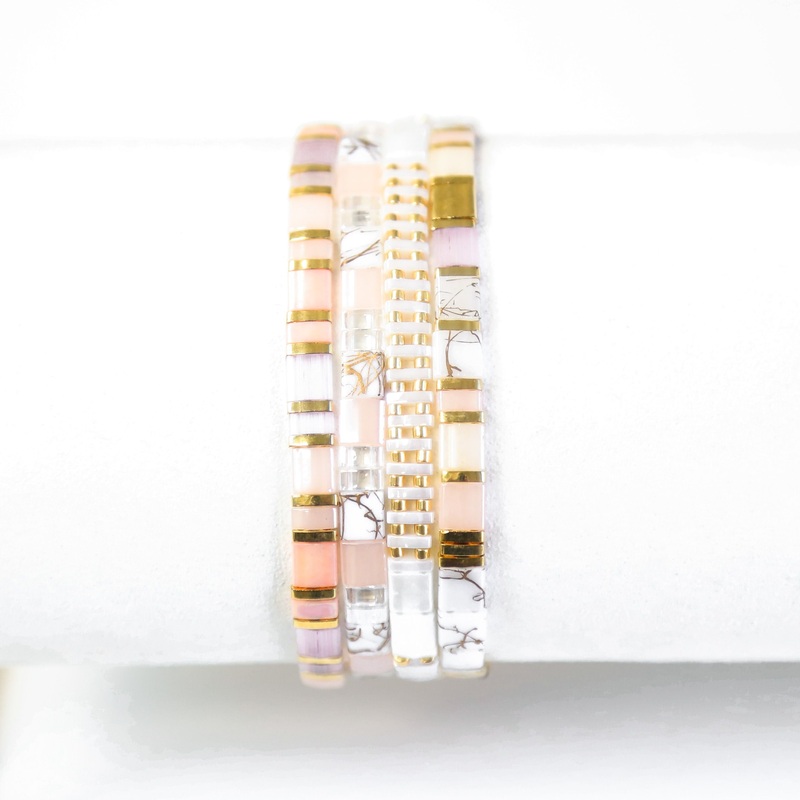 SERENITY – 4 Tila Bead Bracelet Stack