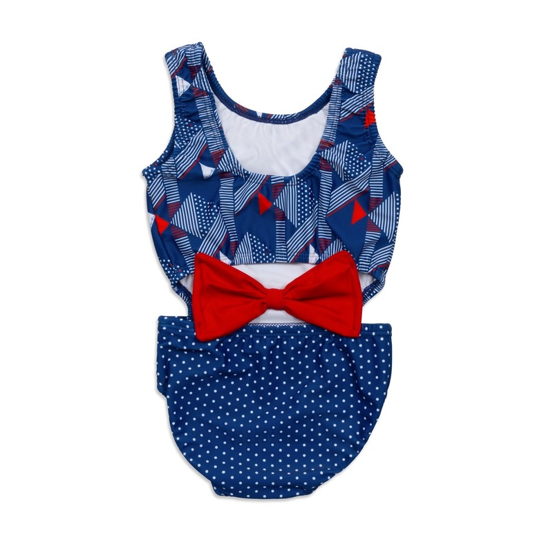 Patriotic Fish Girls Cutout Swimsuit with Bow