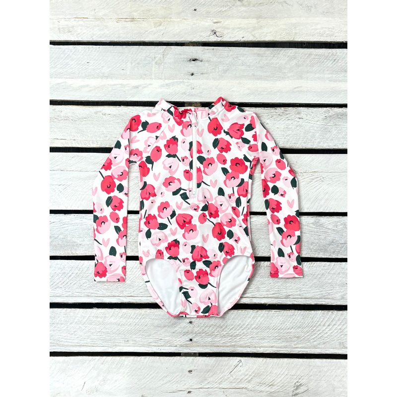 Perfect Petals Girls Zipper Front Suit