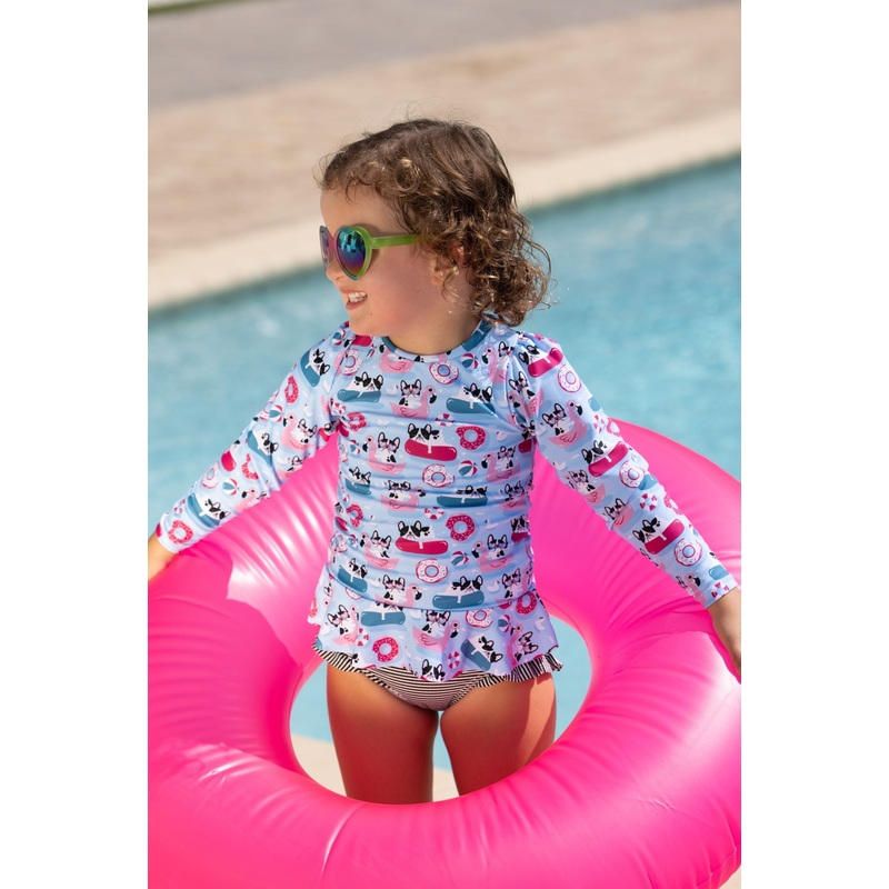 Pool Pups Girls Long Sleeve Sun Shirt and Bottom Set