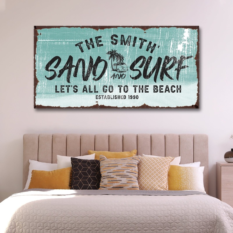 Sand and Surf Sign II|20×10 inch Medium Premium Gallery Wrapped|48×24 inch Large Premium Gallery Wrapped|60×30 inch Extra Large Premium Gallery Wrapped|Style 1|Style 2|Style 3