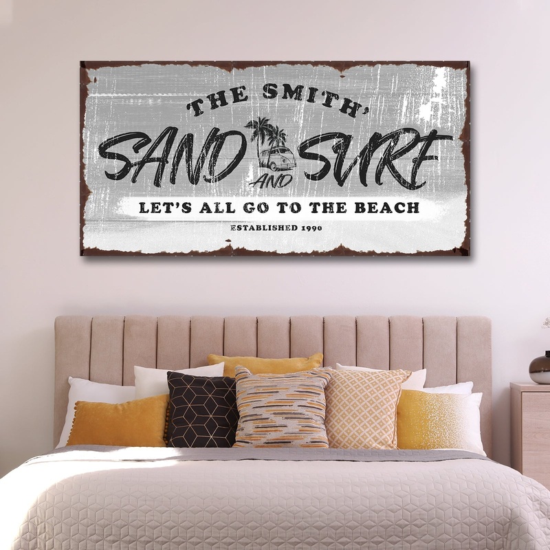 Sand and Surf Sign VI|20×10 inch Medium Premium Gallery Wrapped|48×24 inch Large Premium Gallery Wrapped|60×30 inch Extra Large Premium Gallery Wrapped