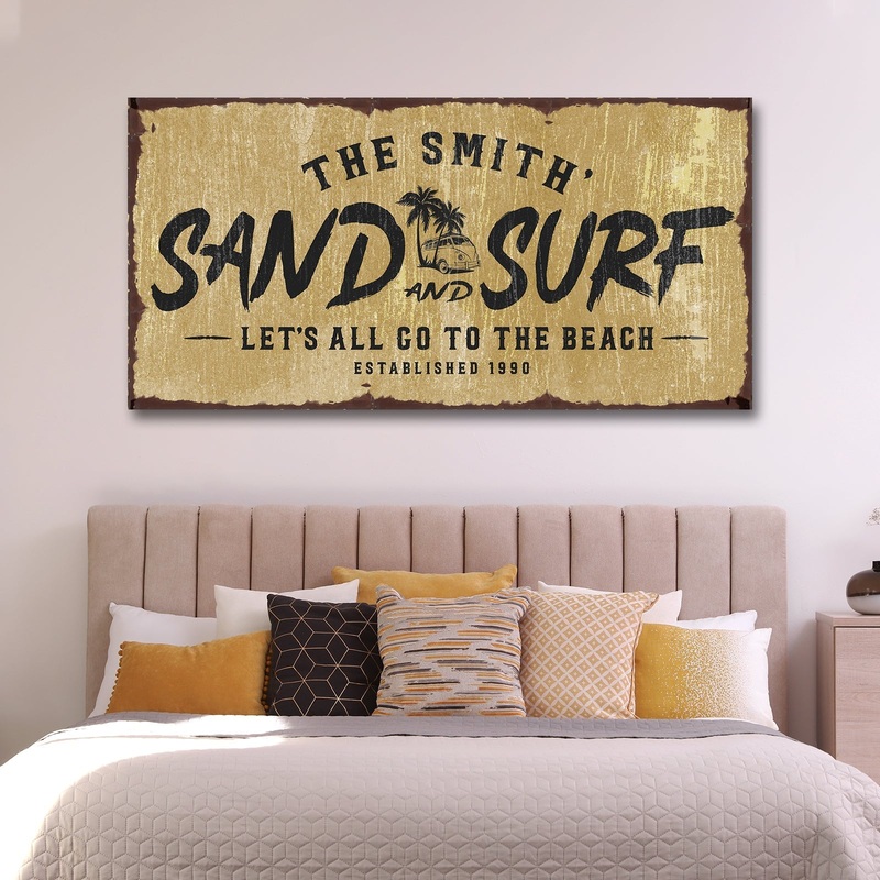 Sand and Surf Sign VII|20×10 inch Medium Premium Gallery Wrapped|48×24 inch Large Premium Gallery Wrapped|60×30 inch Extra Large Premium Gallery Wrapped