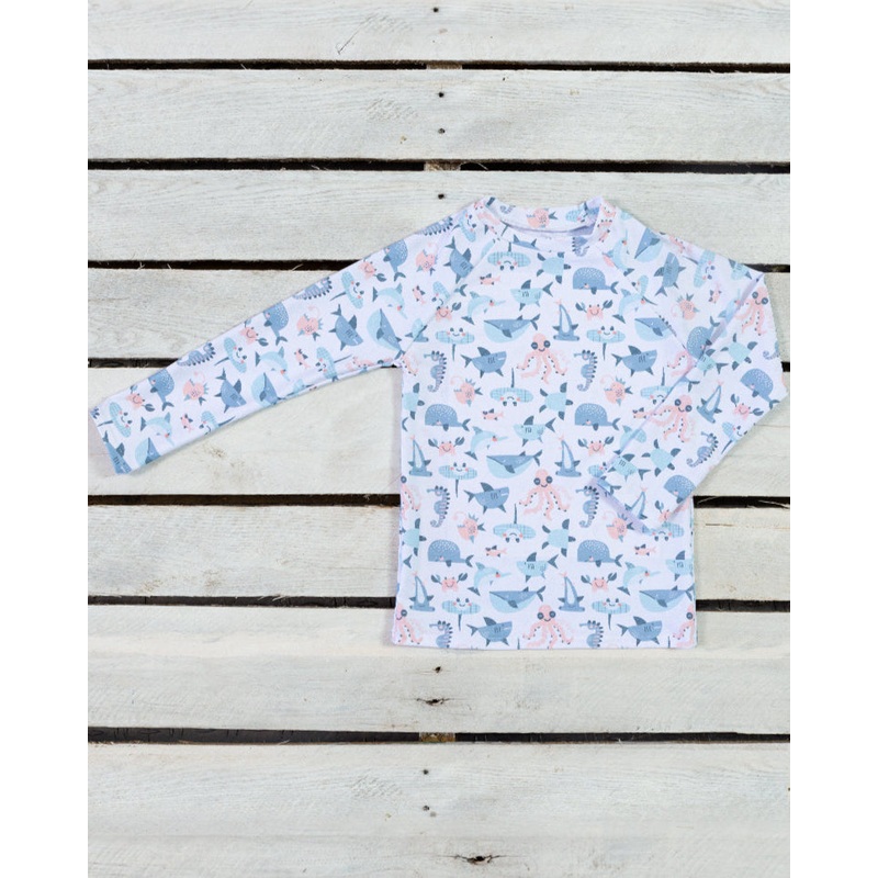 Sea Life Gingham Sun Shirt|6-12 Months|18 Months|2T|3T|4T|5|6|7|8