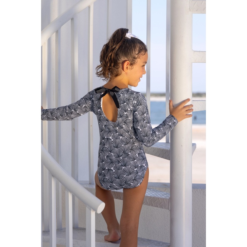 Seashells Girl Long Sleeve One Piece with Bow