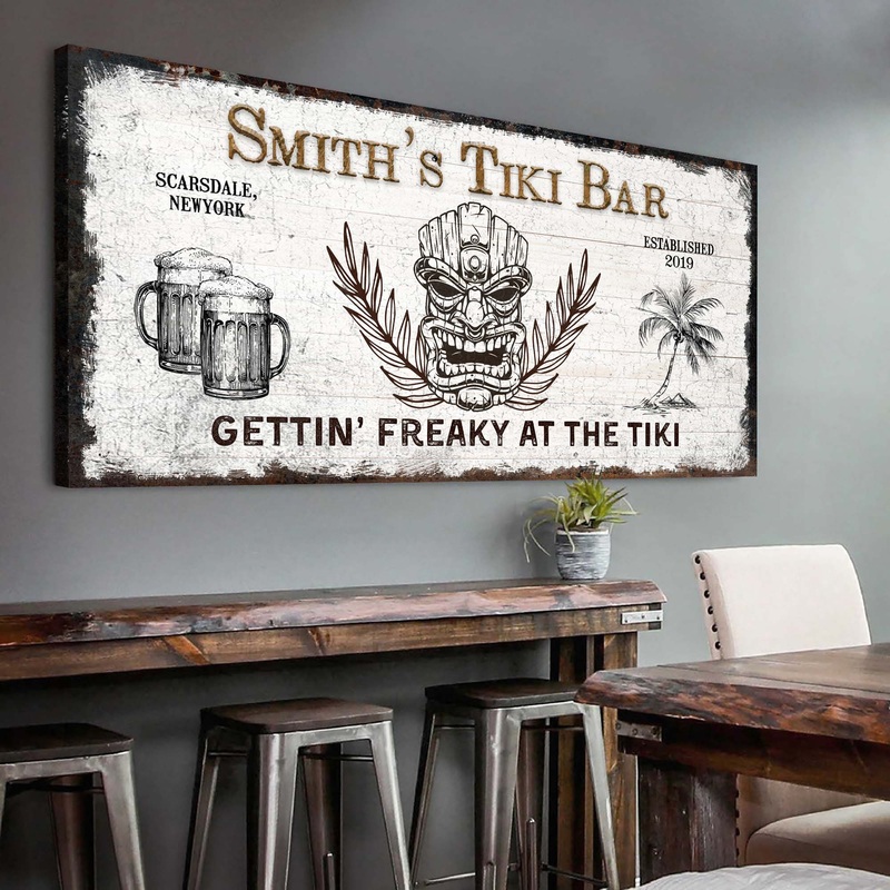 Tiki Bar Sign II|20×10 inch Medium Premium Gallery Wrapped|48×24 inch Large Premium Gallery Wrapped|60×30 inch Extra Large Premium Gallery Wrapped|Style 1|Style 2|Style 3