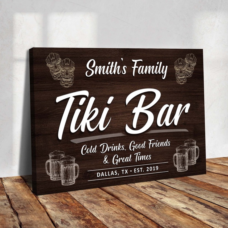 Tiki Bar Sign IV|18×12 inch Medium Premium Gallery Wrapped|24×16 inch Large Premium Gallery Wrapped|36×24 inch Extra Large Premium Gallery Wrapped
