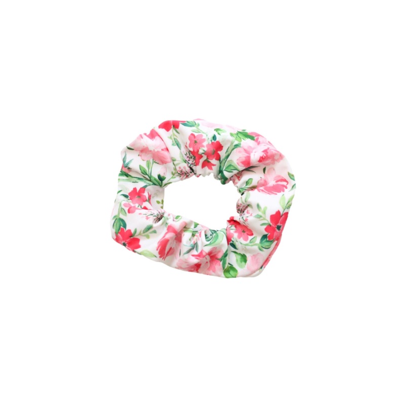 Coral Floral Scrunchie|One Size