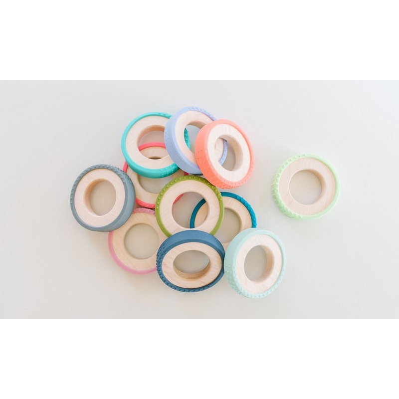 Silicone Wrapped Teether|Gray|Rose|Mint|Navy|Salmon|Periwinkle|Strawberry|Honeydew|Aqua|Army|Deep Teal