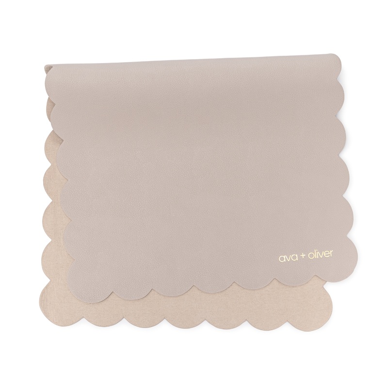 Vegan Leather Changing Mat | Grey Scallop