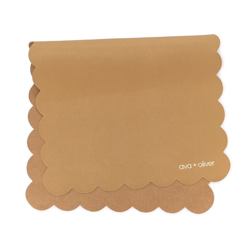 Vegan Leather Changing Mat | Tan Scallop