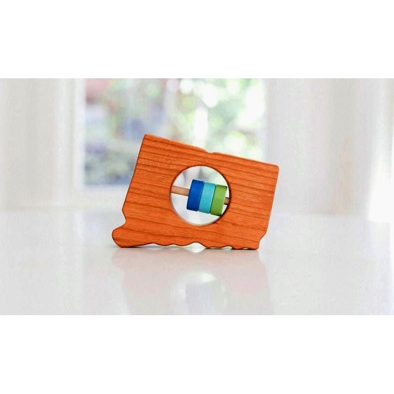 Connecticut State Wooden Baby Rattle