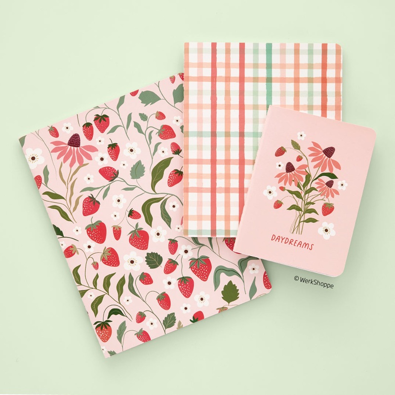 Strawberry Daydreams Stitched Notebook Set
