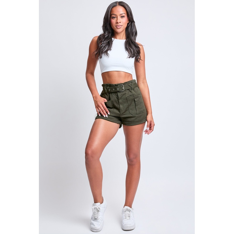 Women’s Belted Paperbag Waist Shorts