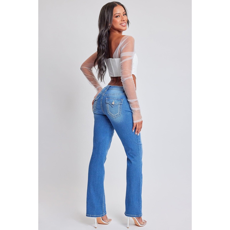 Women’s Heavy Stitch Bootcut Jeans with Embroidered Pockets