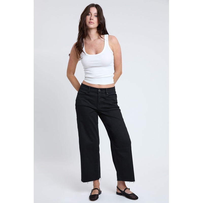 Women’s High Rise Cropped Trouser Jeans Wide Leg Fit