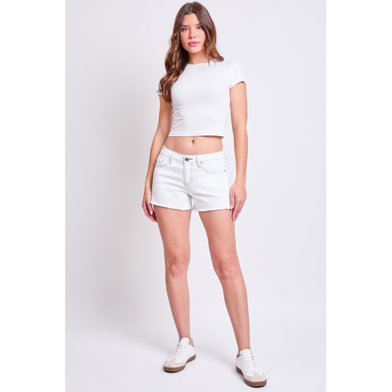 Women’s Luxe Low Rise Fray Hem Denim Shorts