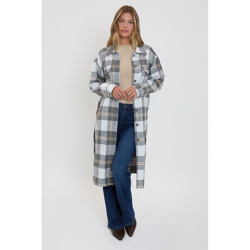 Women’s Plaid Shacket Long Duster