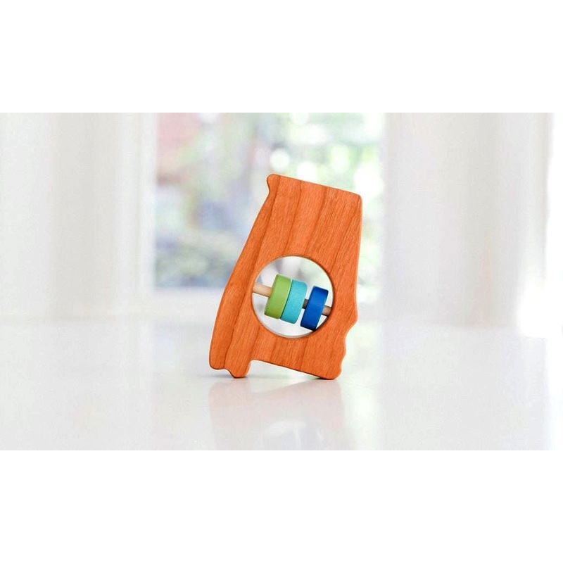 Alabama State Wooden Baby Rattle