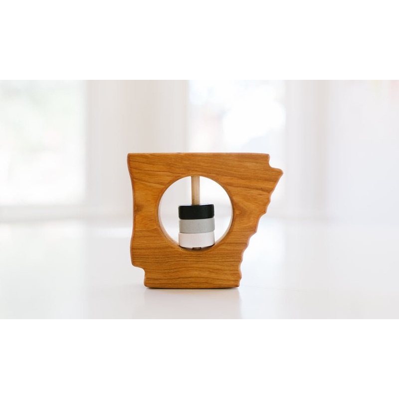 Arkansas State Wooden Baby Rattle