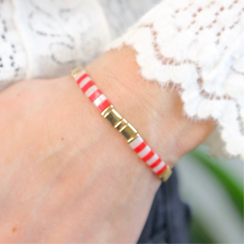 CANDY CANE – Tila Bead Bracelet | ONE SIZE – Large