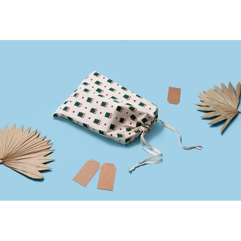 Cloth Gift Bags – Set of 4|Gift Print|Dot Print|Small – 8″x10″|Large – 11.5″x16″