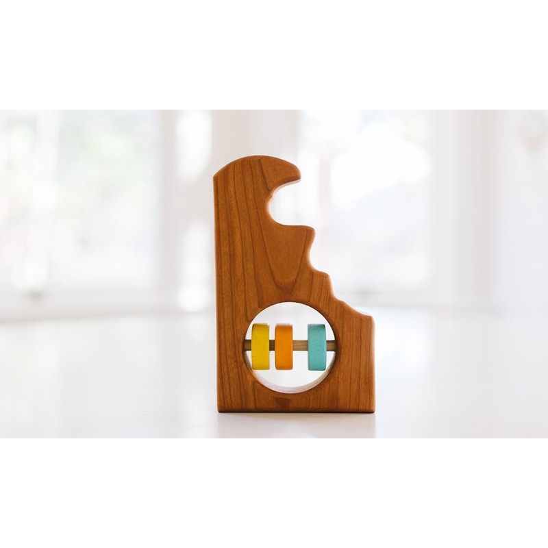 Delaware State Wooden Baby Rattle